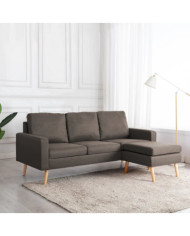 Canapé à 3 places avec repose-pied Taupe Tissu | Mobilier & Déco