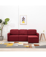 Canapé-lit modulaire 3 places Rouge bordeaux Tissu | Mobilier & Déco