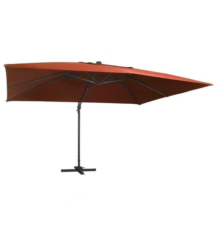 Parasol de jardin en porte-à-faux avec lumières LED terre cuite | Mobilier & Déco