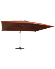 Parasol de jardin en porte-à-faux avec lumières LED terre cuite | Mobilier & Déco