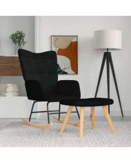 Chaise à bascule avec repose-pied Noir Tissu | Mobilier & Déco