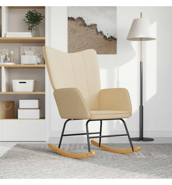 Chaise à bascule Crème Tissu | Mobilier & Déco