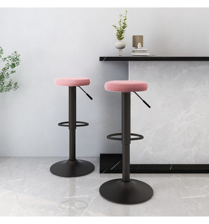 Tabourets de bar lot de 2 rose velours | Mobilier & Déco