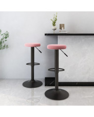 Tabourets de bar lot de 2 rose velours | Mobilier & Déco