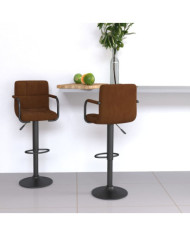 Tabourets de bar lot de 2 marron velours | Mobilier & Déco
