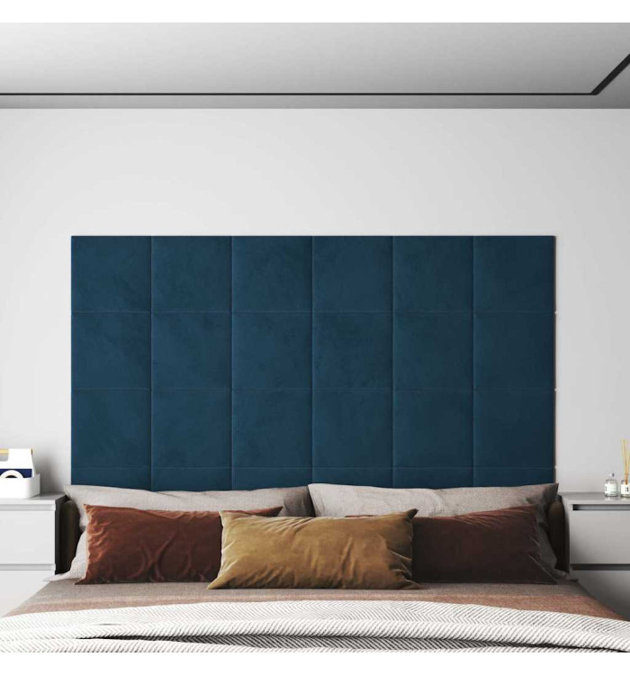 Panneaux muraux 12 pcs Bleu 30x30 cm Velours 1,08 m² | Mobilier & Déco