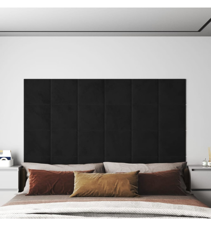Panneaux muraux 12 pcs Noir 30x30 cm Velours 1,08 m² | Mobilier & Déco