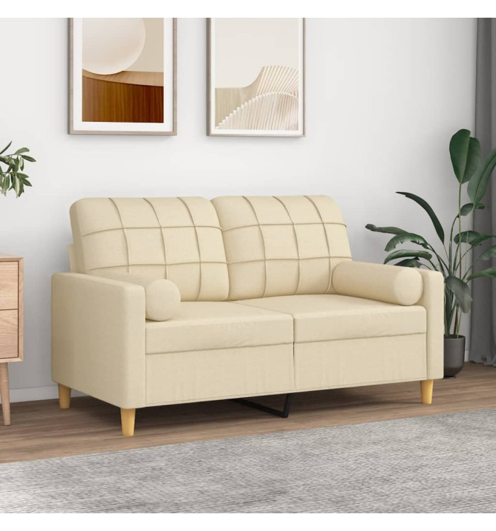 Coussins décoratifs lot de 2 Crème Ø15x50 cm Tissu | Mobilier & Déco