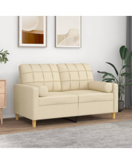 Coussins décoratifs lot de 2 Crème Ø15x50 cm Tissu | Mobilier & Déco