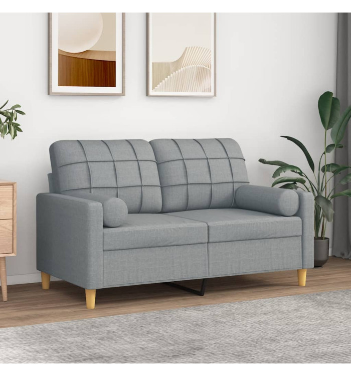 Oreillers décoratifs lot de 2 Gris clair Ø15x50 cm Tissu | Mobilier & Déco