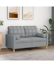 Oreillers décoratifs lot de 2 Gris clair Ø15x50 cm Tissu | Mobilier & Déco