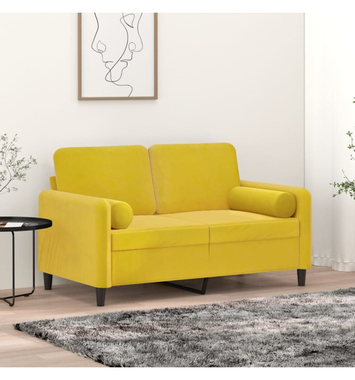 Coussins décoratifs lot de 2 Jaune Ø15x50 cm Velours | Mobilier & Déco