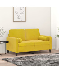 Coussins décoratifs lot de 2 Jaune Ø15x50 cm Velours | Mobilier & Déco
