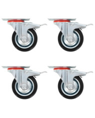 Roulettes pivotantes avec double frein 4 pcs 75 mm | Mobilier & Déco