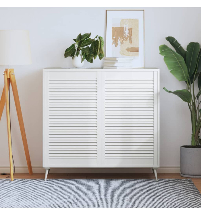 Portes d'armoire à persiennes 2pcs blanc 99,3x59,4cm pin massif | Mobilier & Déco
