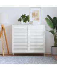 Portes d'armoire à persiennes 2pcs blanc 99,3x59,4cm pin massif | Mobilier & Déco