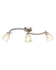 Plafonnier et abat-jour verre transparent 3 ampoules E14 Tulipe | Mobilier & Déco