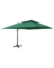 Parasol de jardin en porte-à-faux avec double toit vert | Mobilier & Déco