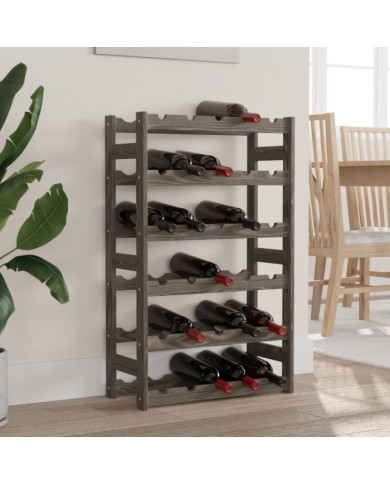 Casier à bouteilles pour 30 bouteilles gris bois pin solide | Mobilier & Déco