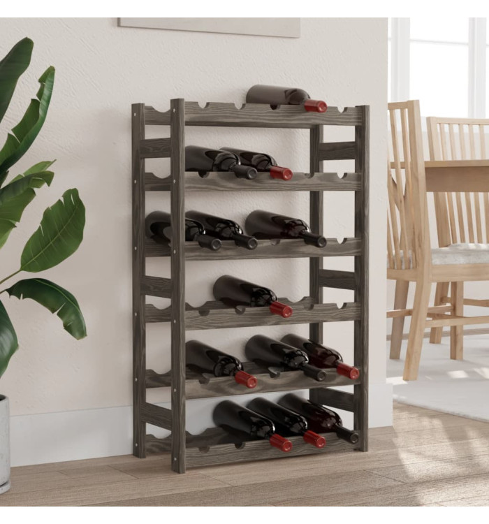 Casier à bouteilles pour 30 bouteilles gris bois pin solide | Mobilier & Déco