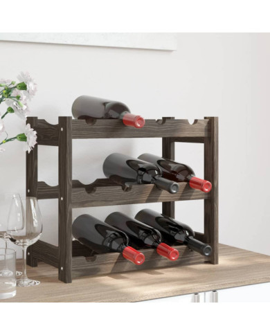 Casier à bouteilles pour 12 bouteilles gris bois pin solide | Mobilier & Déco
