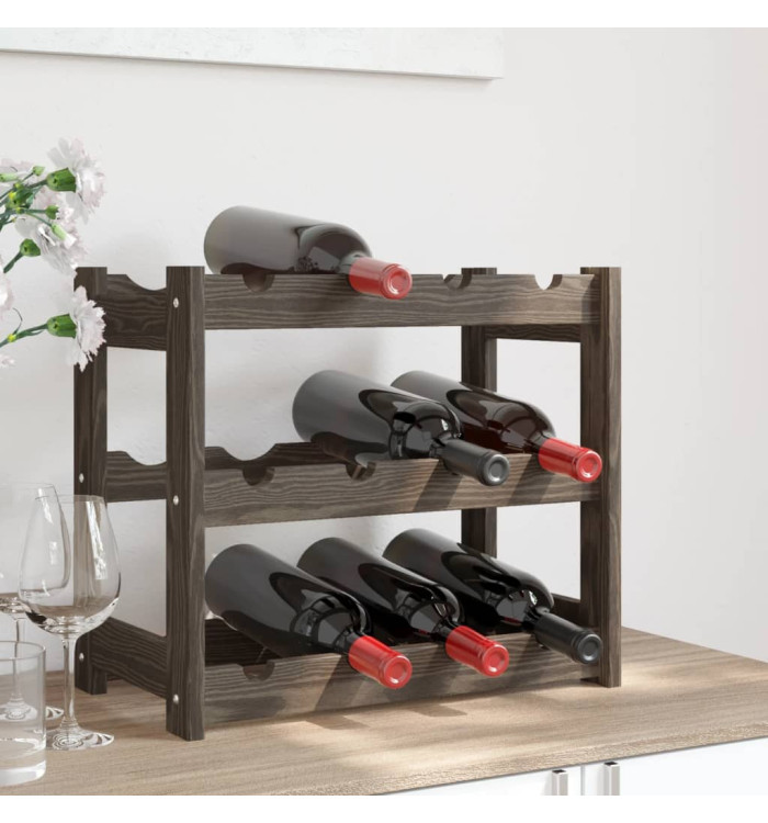 Casier à bouteilles pour 12 bouteilles gris bois pin solide | Mobilier & Déco