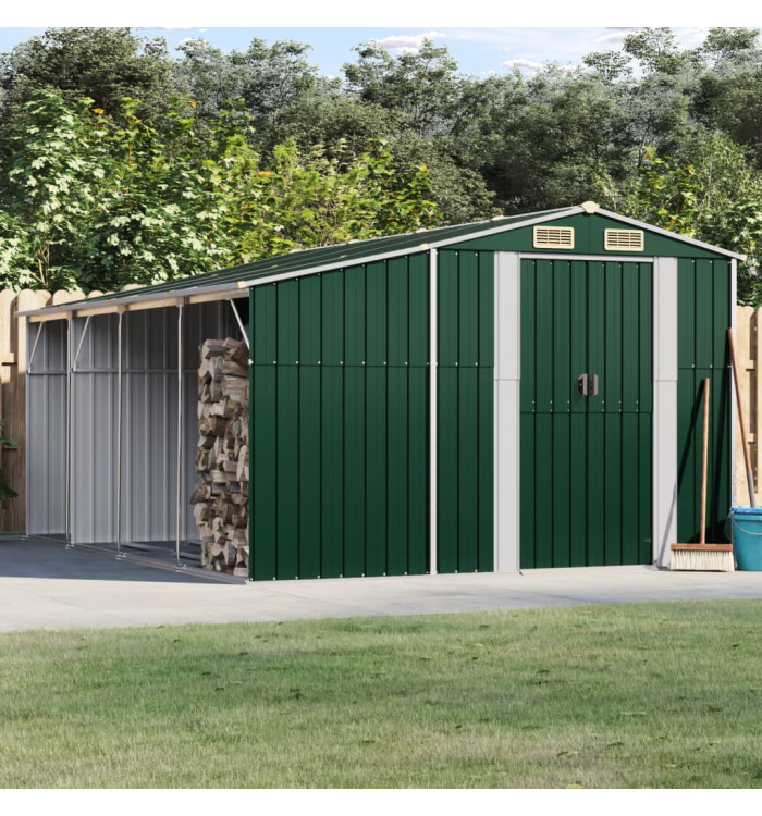 Abri de jardin vert 277x365,5x179 cm acier galvanisé | Mobilier & Déco