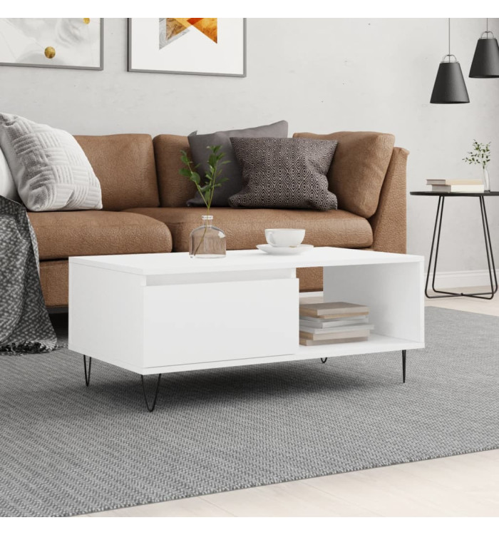 Table basse Blanc 90x50x36,5 cm Bois d'ingénierie | Mobilier & Déco
