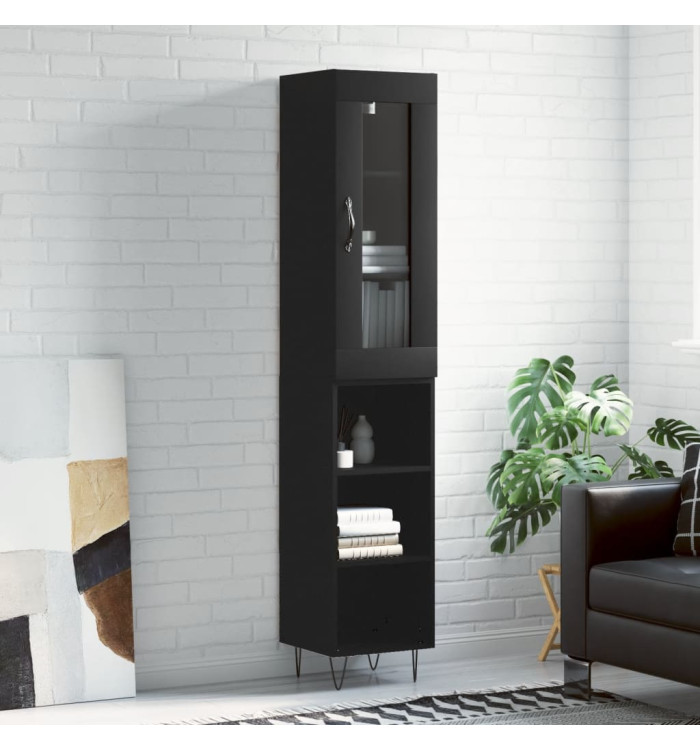 Buffet haut Noir 34,5x34x180 cm Bois d'ingénierie | Mobilier & Déco
