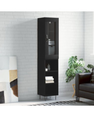 Buffet haut Noir 34,5x34x180 cm Bois d'ingénierie | Mobilier & Déco