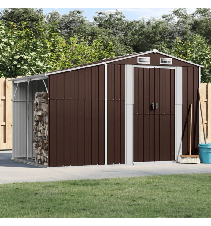 Abri de jardin marron 277x192,5x179 cm acier galvanisé | Mobilier & Déco