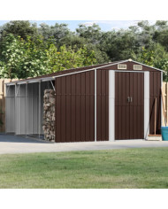 Abri de jardin marron 277x365,5x179 cm acier galvanisé | Mobilier & Déco