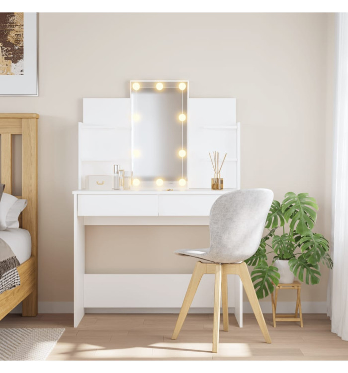 Coiffeuse avec lumières LED blanc 96x40x142 cm | Mobilier & Déco