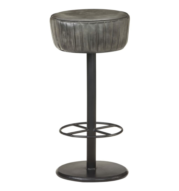 Tabouret de bar Gris Cuir véritable | Mobilier & Déco