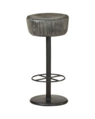 Tabouret de bar Gris Cuir véritable | Mobilier & Déco