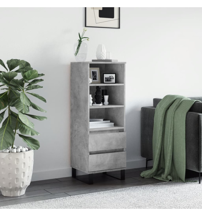 Buffet haut Gris béton 40x36x110 cm Bois d'ingénierie | Mobilier & Déco