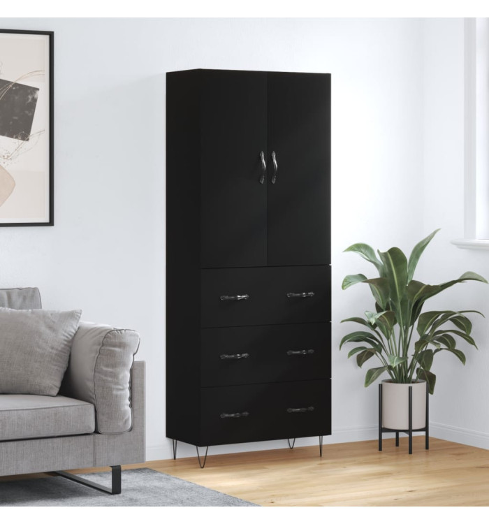 Buffet haut Noir 69,5x34x180 cm Bois d'ingénierie | Mobilier & Déco