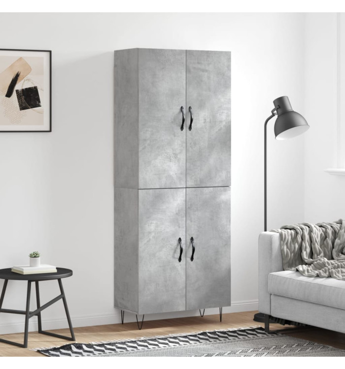 Buffet haut Gris béton 69,5x34x180 cm Bois d'ingénierie | Mobilier & Déco