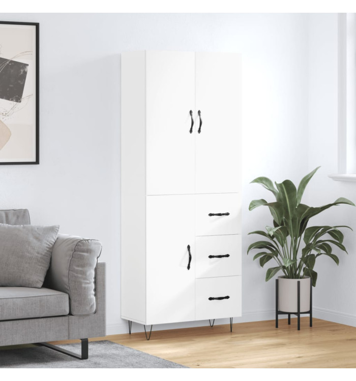 Buffet haut Blanc 69,5x34x180 cm Bois d'ingénierie | Mobilier & Déco