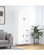 Buffet haut Blanc 69,5x34x180 cm Bois d'ingénierie | Mobilier & Déco