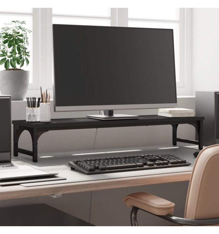 Support de moniteur noir 85x23x15,5 cm bois d'ingénierie | Mobilier & Déco