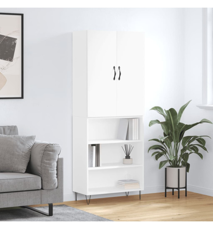 Buffet haut Blanc 69,5x34x180 cm Bois d'ingénierie | Mobilier & Déco