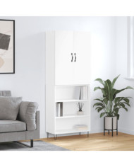 Buffet haut Blanc 69,5x34x180 cm Bois d'ingénierie | Mobilier & Déco