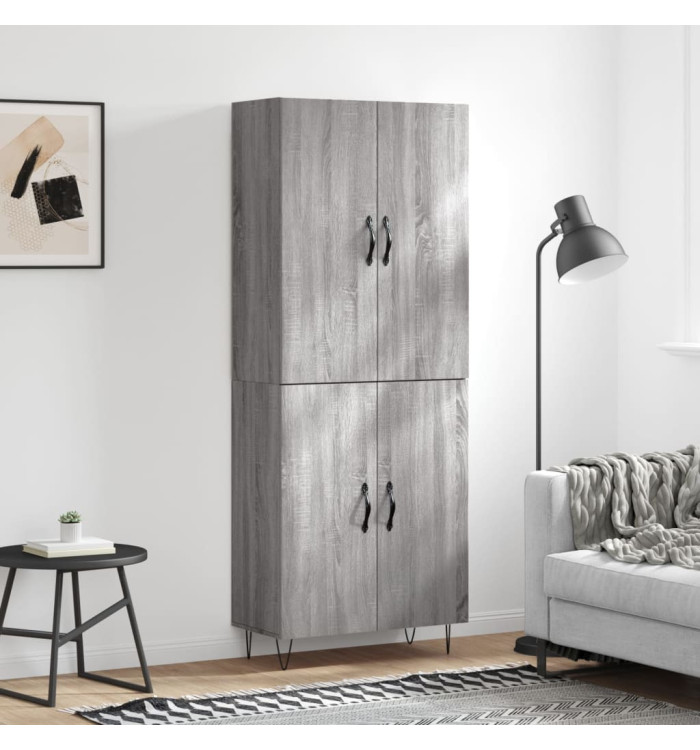 Buffet haut Sonoma gris 69,5x34x180 cm Bois d'ingénierie | Mobilier & Déco