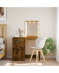 Coiffeuse avec lumières LED chêne fumé 90x42x132,5 cm | Mobilier & Déco