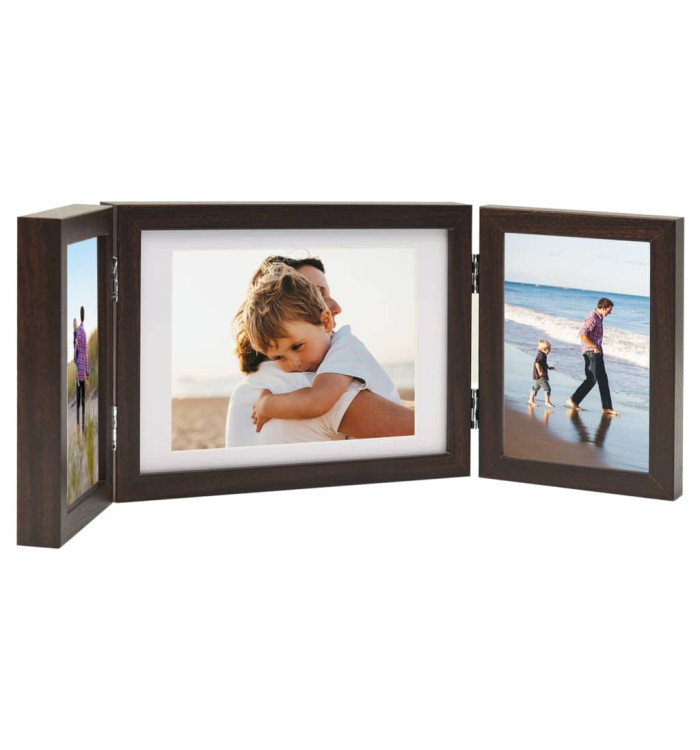 Cadre photo dépliable Marron foncé 22x15 cm+2x(10x15 cm) | Mobilier & Déco