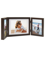 Cadre photo dépliable Marron foncé 22x15 cm+2x(10x15 cm) | Mobilier & Déco