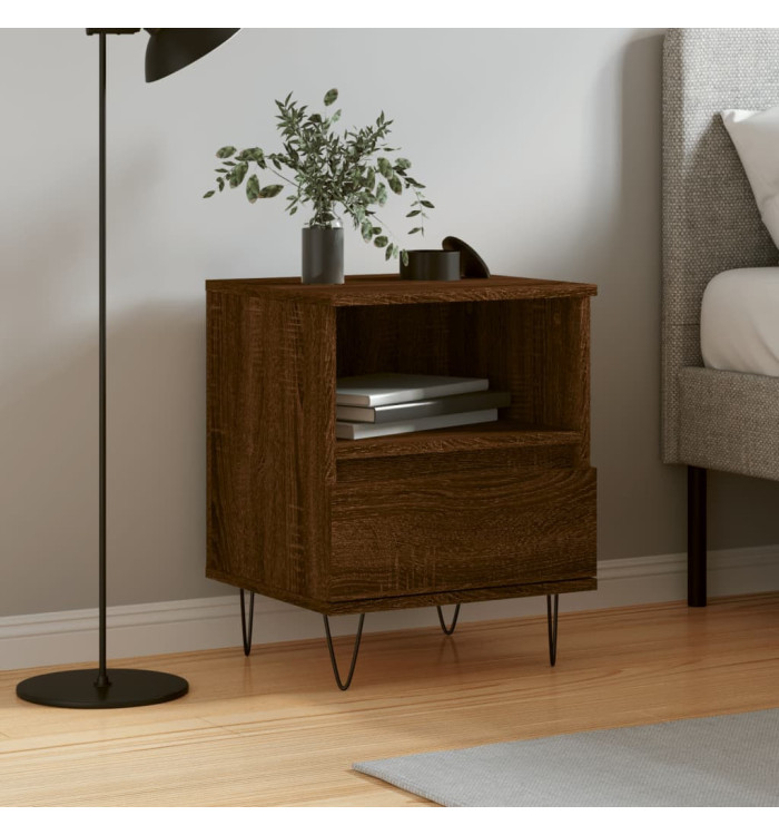 Table de chevet chêne marron 40x35x50 cm bois d’ingénierie | Mobilier & Déco