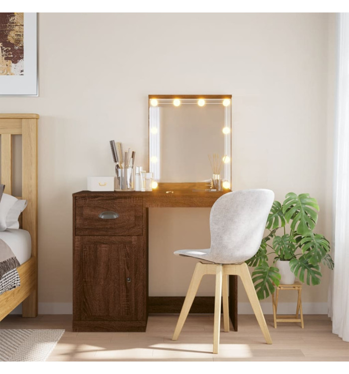 Coiffeuse avec lumières LED chêne marron 90x42x132,5 cm | Mobilier & Déco