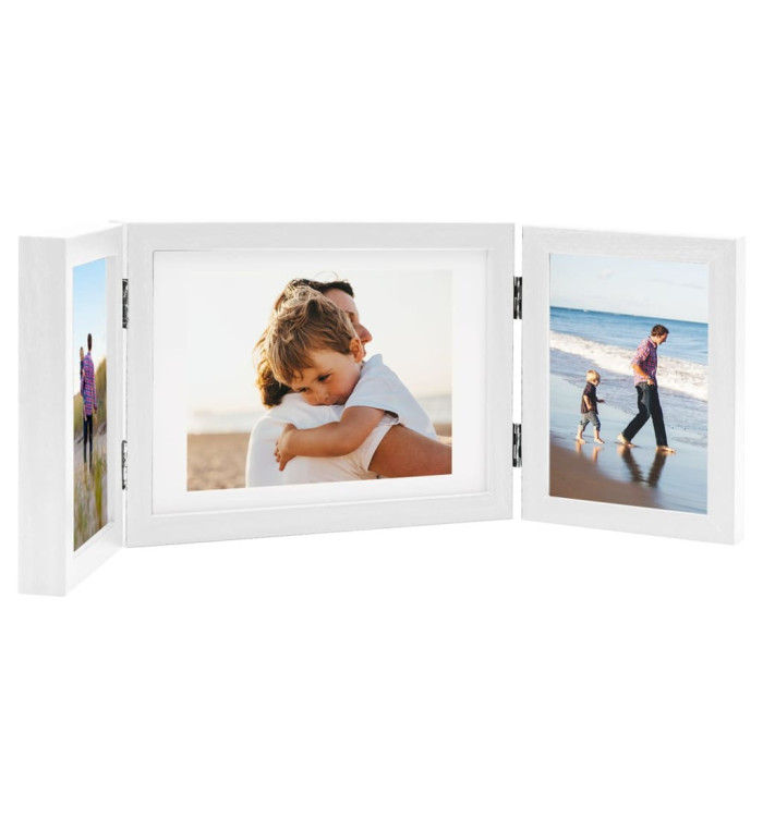 Cadre photo dépliable Blanc 22x15 cm+2x(10x15 cm) | Mobilier & Déco